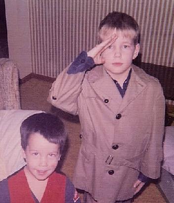 Frank and brother Greg Lamphere playing Army, in the 1970s